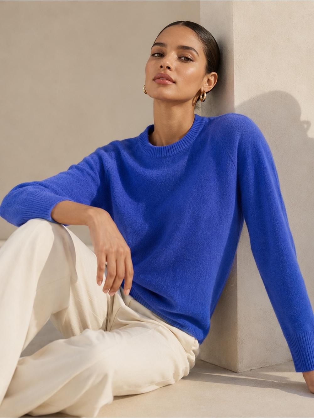 French Connection Classic Blue Crewneck Sweater M | Minimalist Staple